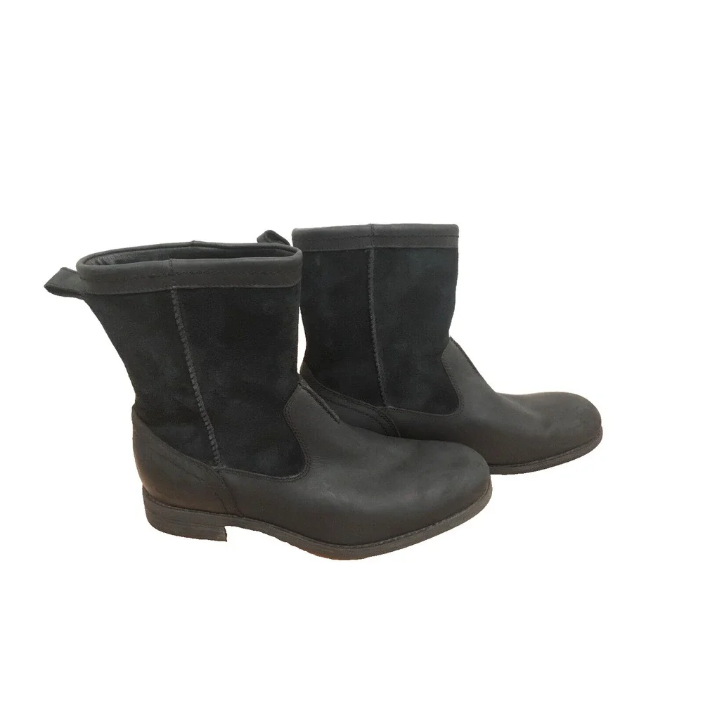 UGG Men's Black Lerette Waterproof Suede Leather Boots Size US‎ 9.5
